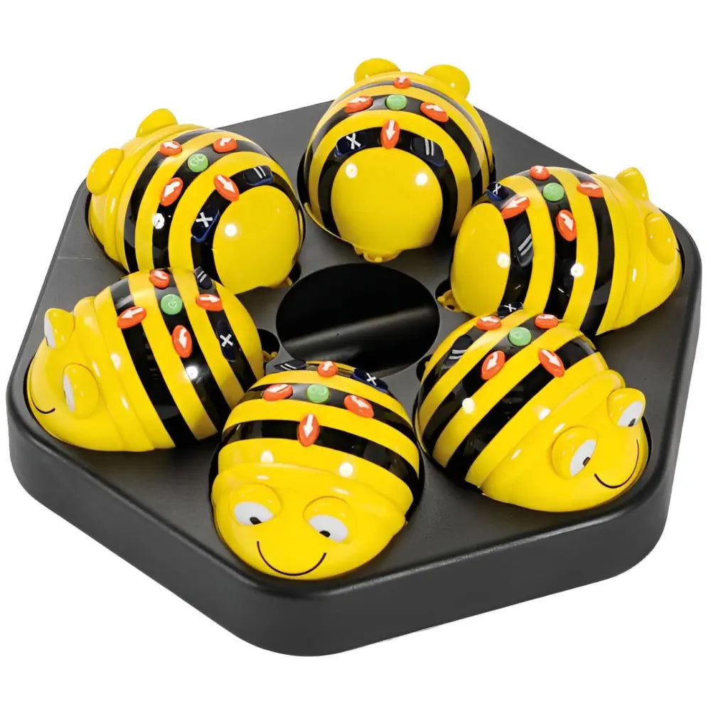 TTS Bee-Bot Class Pack - 6 Programmable Floor Robots See &amp; Say Version, STEM Coding &amp; Collaborative Learning - FREE Glow &amp; Go Light-Up Robot, Docking Station | Ages 3+