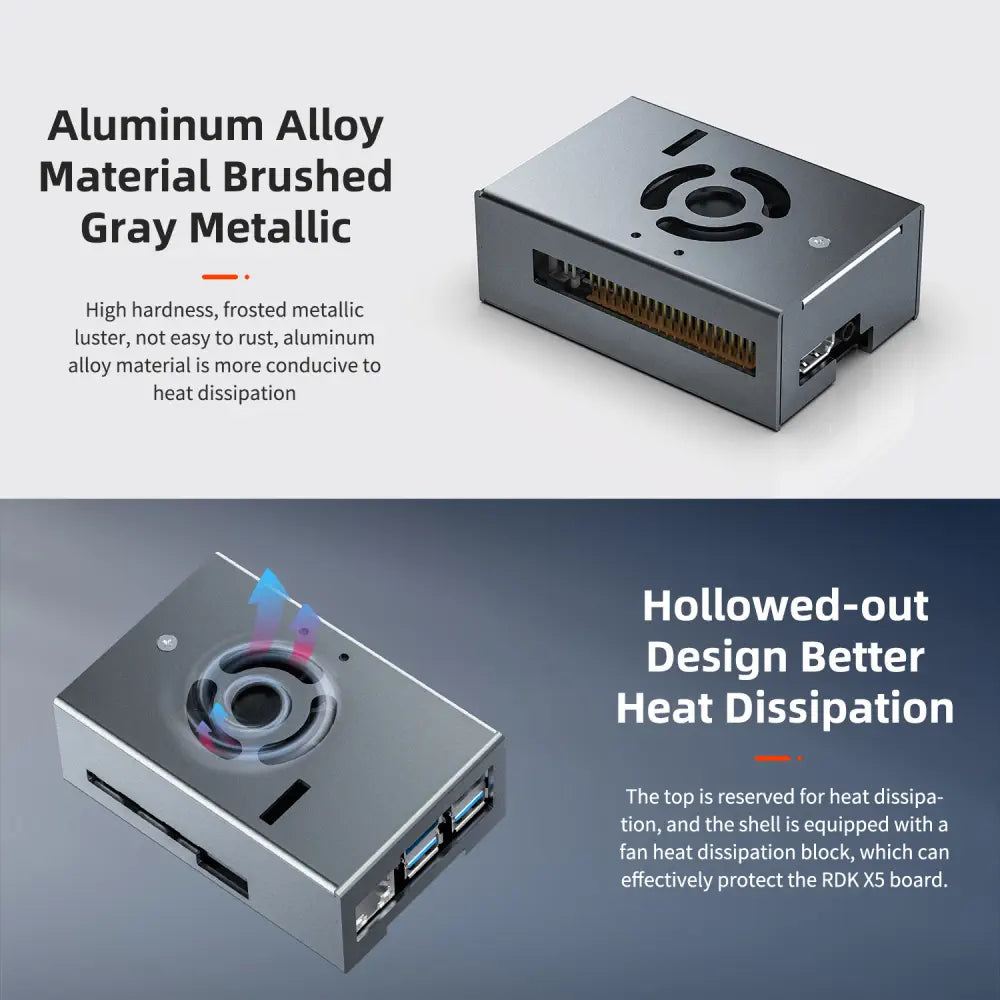 RDK X5 aluminum alloy case with cooling fan-Case + bracket