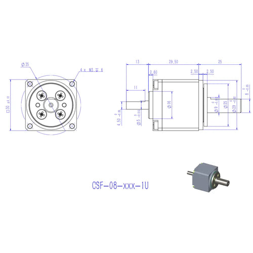 Coaxial Input Output Zero Backlash CSF Mini Harmonic Drive - RobotShop