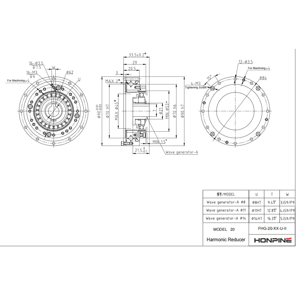 Harmonic Gear Reduction Wave Generator Strain Wave Gear Head for Sale