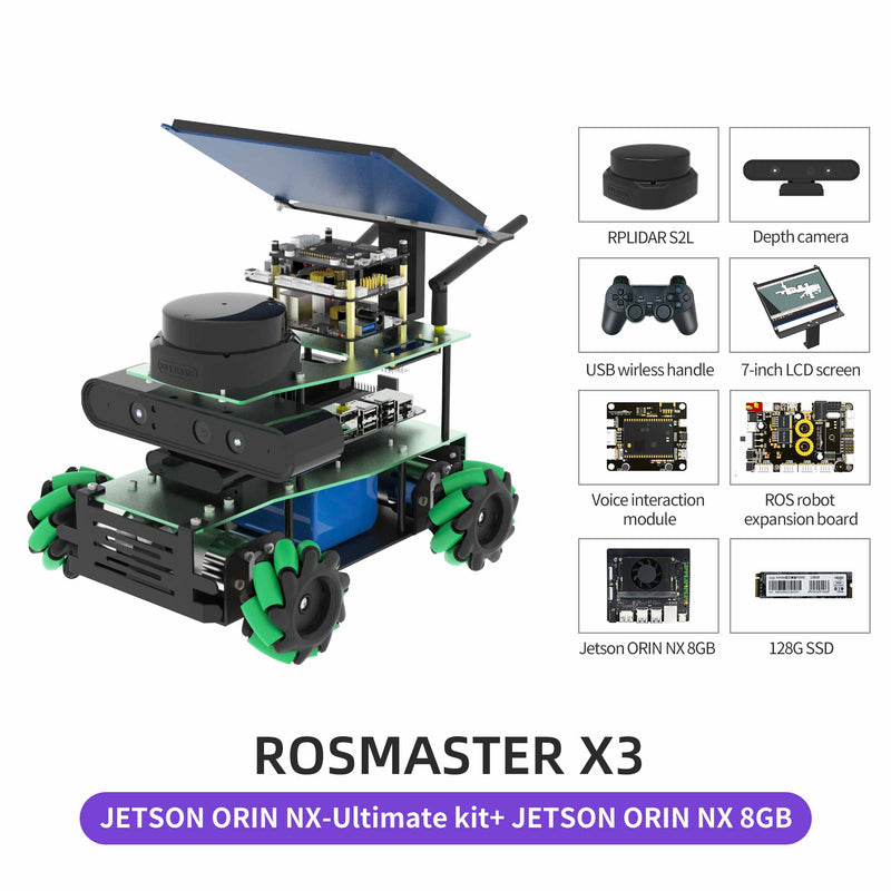 Yahboom ROSMASTER X3 ROS2 Robot with Mecanum Wheel for Jetson Orin NX Support SLAM Mapping/ Navigation/ Python Car Project Research(Ultimate Kit）