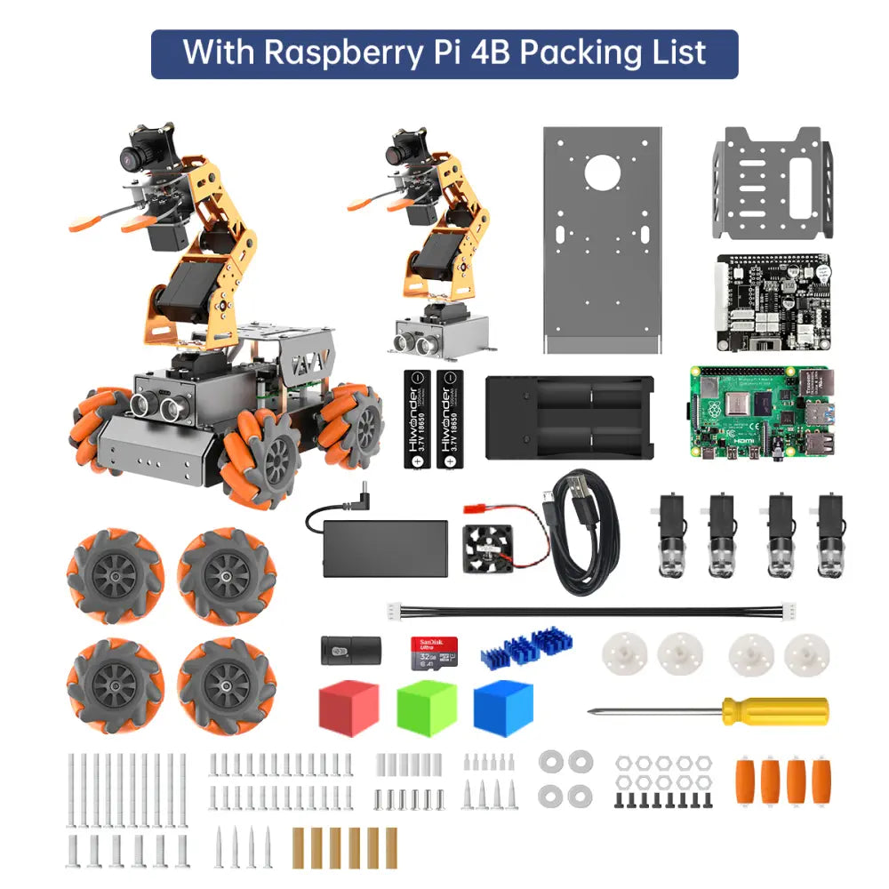 Hiwonder MasterPi AI Vision Robot Arm with Mecanum Wheels Car