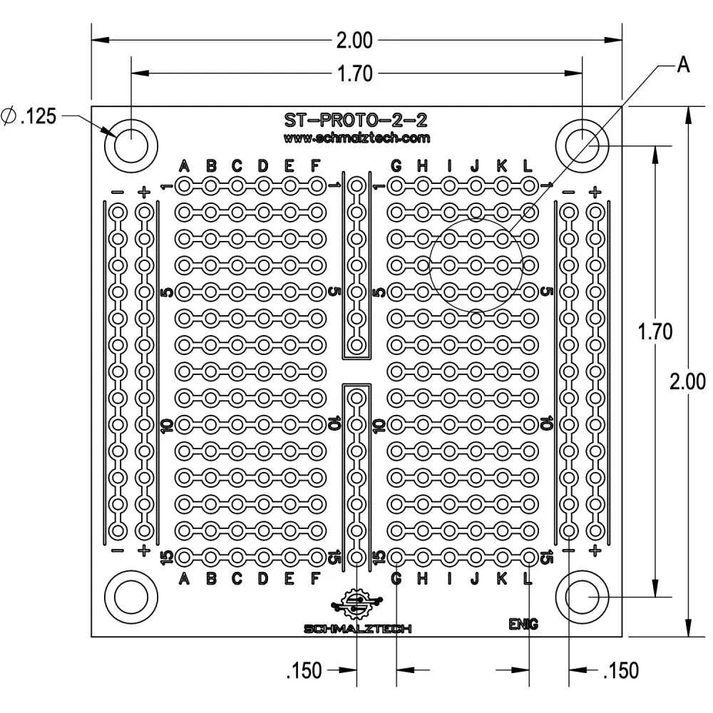 Prototyping PCB, Protoboard - 2" x 2"