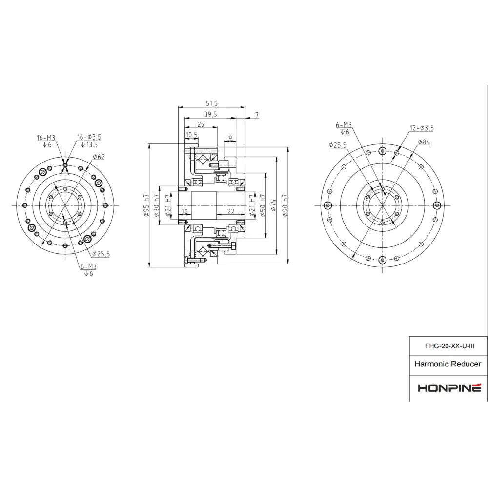 High Rigidity Space Saving Hollow Shaft Harmonic Drive Gearbox