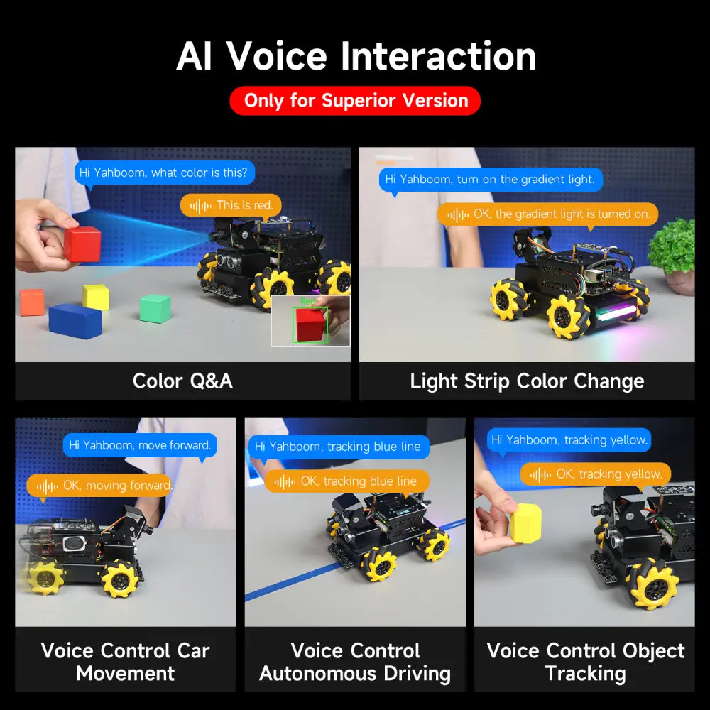 Yahboom AI Vision Robot Raspberry Pi 5 Car Support Python Progamming Open Source-Superior Version((RPi5 16GB Board))