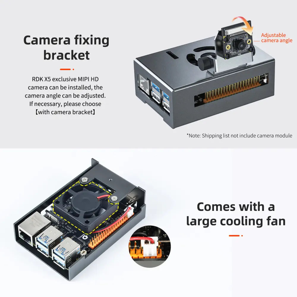 RDK X5 aluminum alloy case with cooling fan-Case + bracket