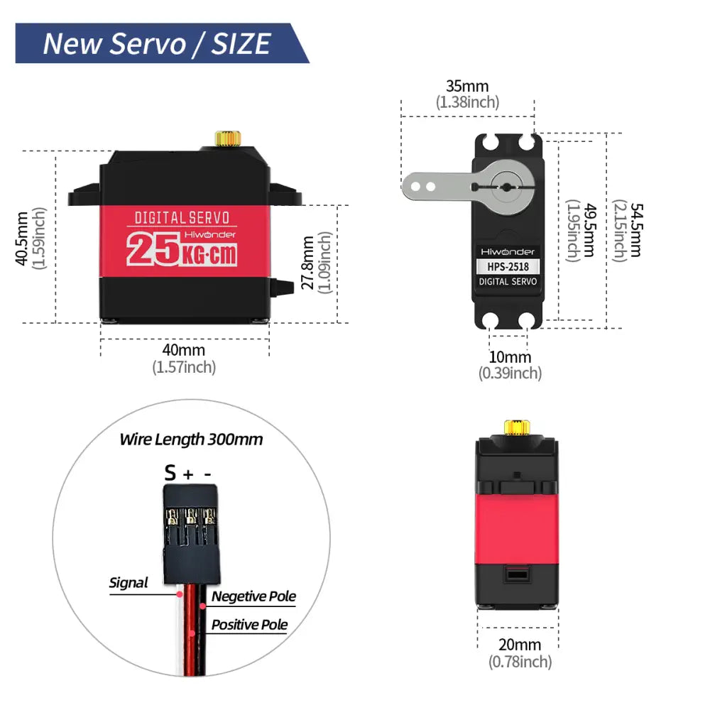 Hiwonder HPS-2518 25KG High Torque Digital Servo Full Metal Gear