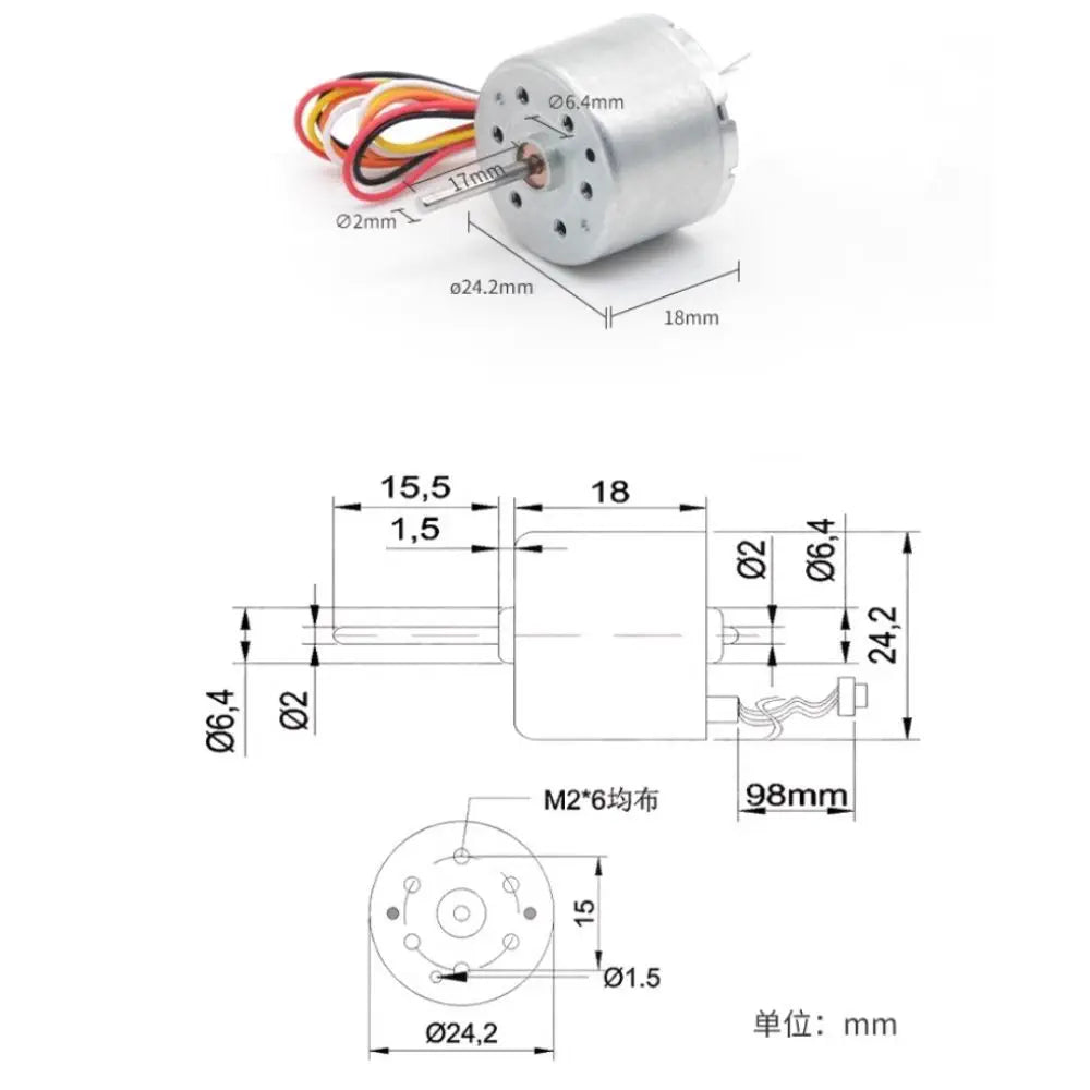 24mm Brushless DC motor 24V 8700RPM with 17mm shaft