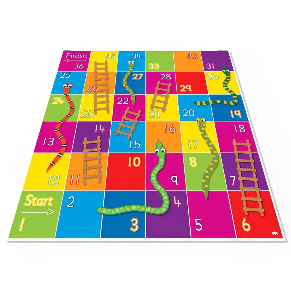 TTS Snake &amp; Ladders Activity Mat - Clear Grid - Bee-Bot &amp; Blue-Bot Coding Toy Accessory - Computational Thinking, Numeracy &amp; Programming Play - STEM Learning Mat | 90x90 cm
