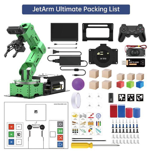 JetArm JETSON NANO Robot Arm ROS Open Source Vision Recognition Program Robot (Ultimate Kit, Depth Camera, LCD screen, Microphone Array)