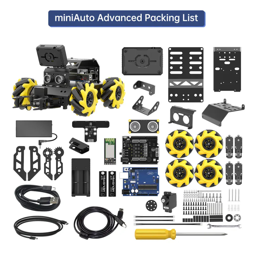 Hiwonder miniAuto AI Vision Robot Base on Arduino UNO R3 Controller with  360° Omnidirectional Mecanum Wheels (Advanced Kit)