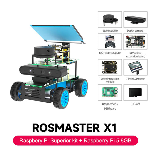 Yahboom ROSMASTER X1 AI Robot RaspberryPi 5 Python Programmable Visual Recognition Mapping Navigation Radar Tracking(Superior Ver with RPi 5 Board)