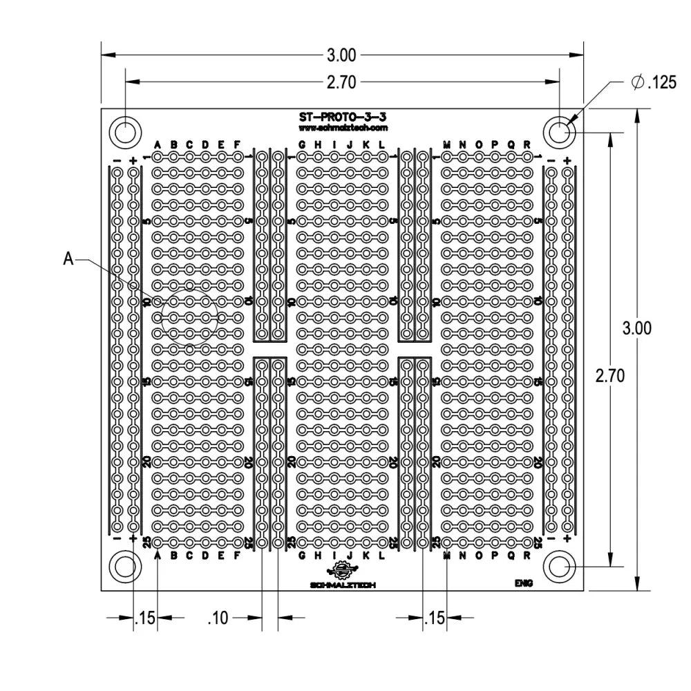 Prototyping PCB, Protoboard - 3" x 3"