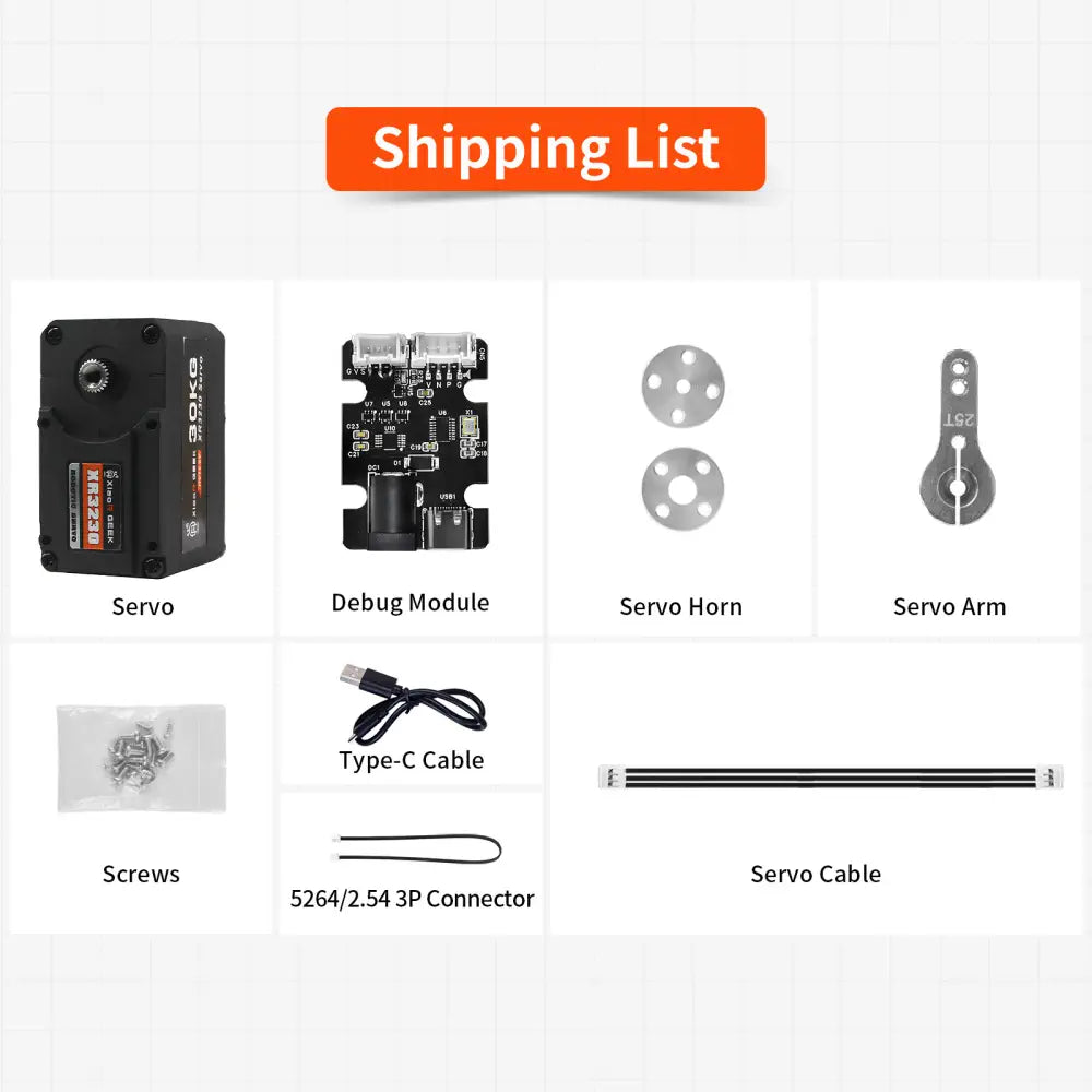Serial Bus Servo with Metal Gear, 360° Rotation, Programmable for Robot Arm, Biped Robot, DIY Robotics Projects, TTL/UART Control, 30KG High Torque, Smart Servo with Debug Board