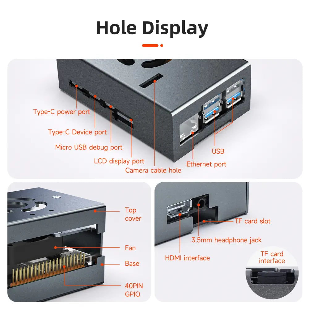 RDK X5 aluminum alloy case with cooling fan-Case + bracket