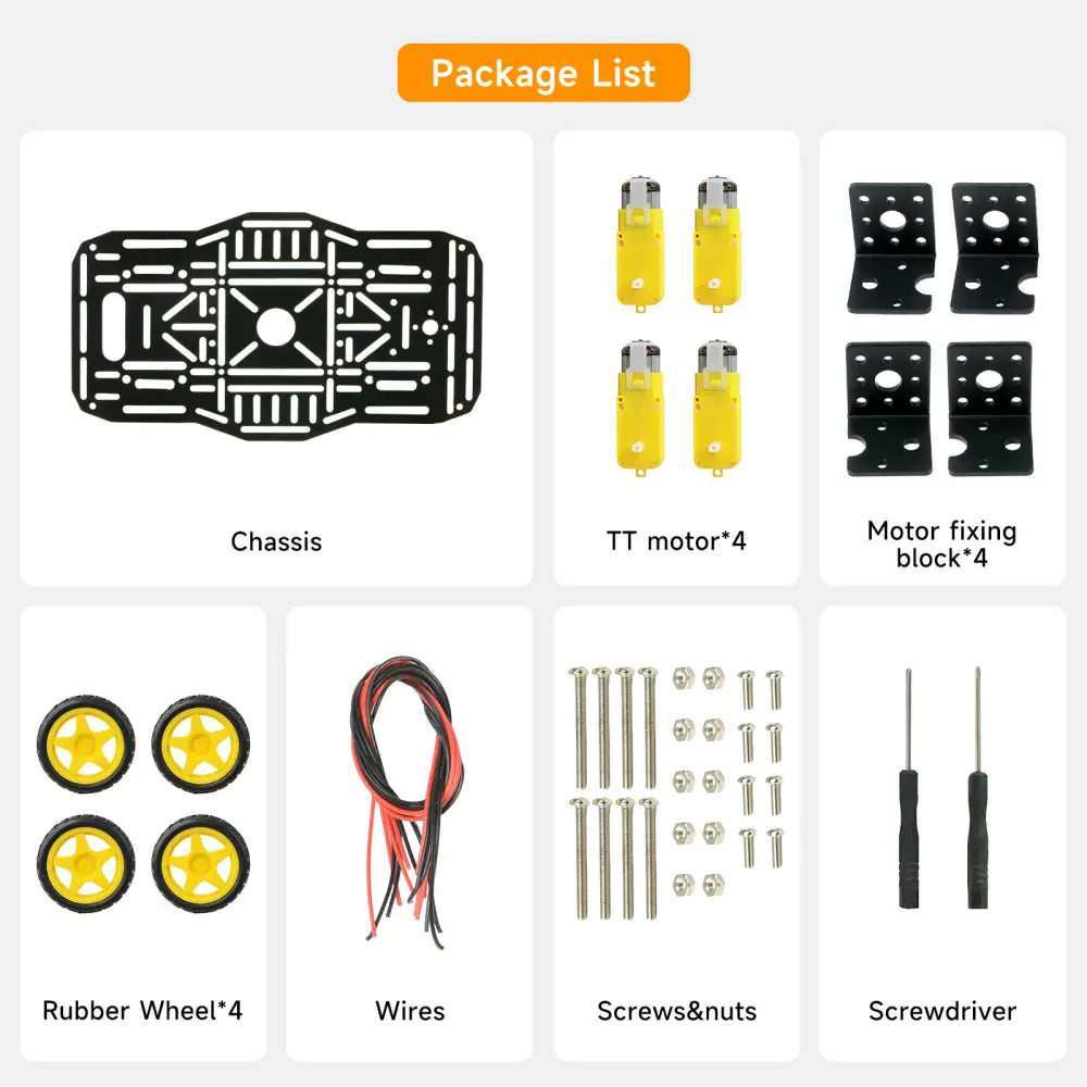 4WD Robot Car Chassis Kit for Arduino Raspberry Pi with Aluminum Alloy Chassis, TT Motor, 4 Wheels, Robot Car Platform for obotics Projects, DIY Robot Chassis