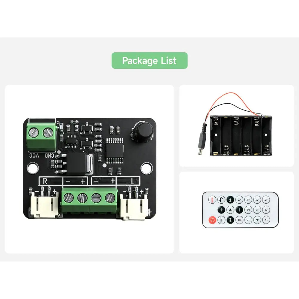 Infrared Remote Control Motor Driver Kit - Dual Motor Controller Module with Receiver and PH2.0 Interfaces, Includes Remote &amp; Battery Box, Easy to Install for Robotics, DIY Projects