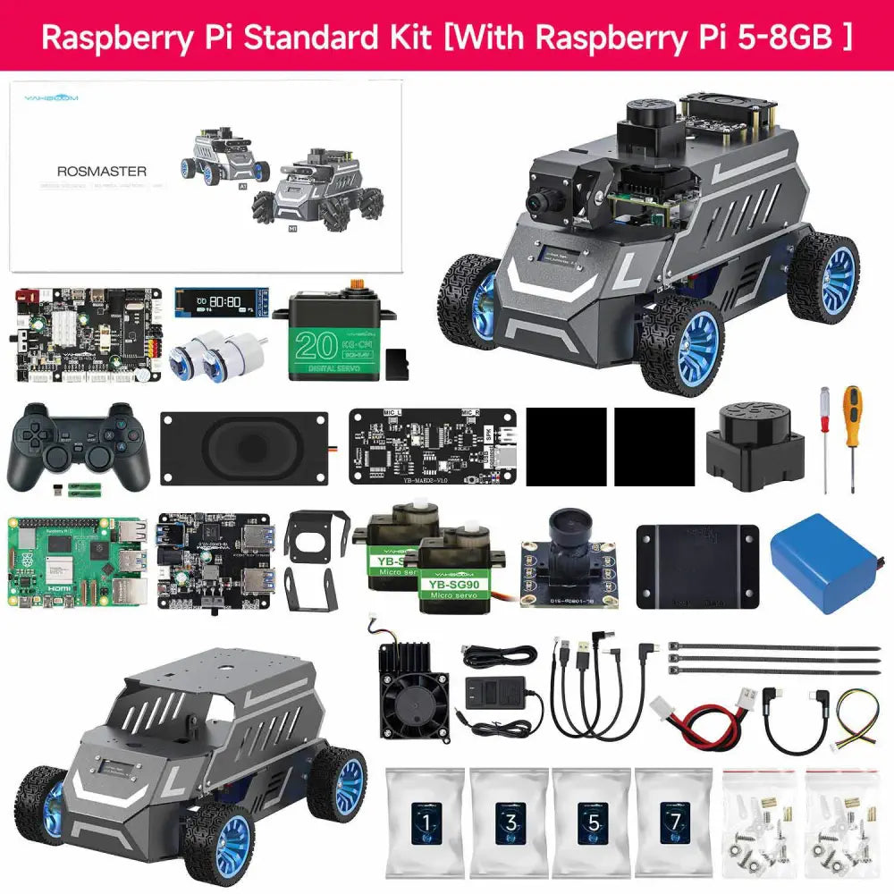 ROSMASTER A1 AI Large Model ROS2 Robot with Ackerman steering chassis-Standard-with RPi 5 8G