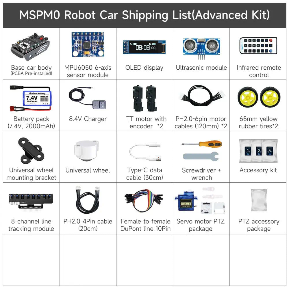 Yahboom MSPM0 smart robot car based on MSPM0G3507-Advanced Kit