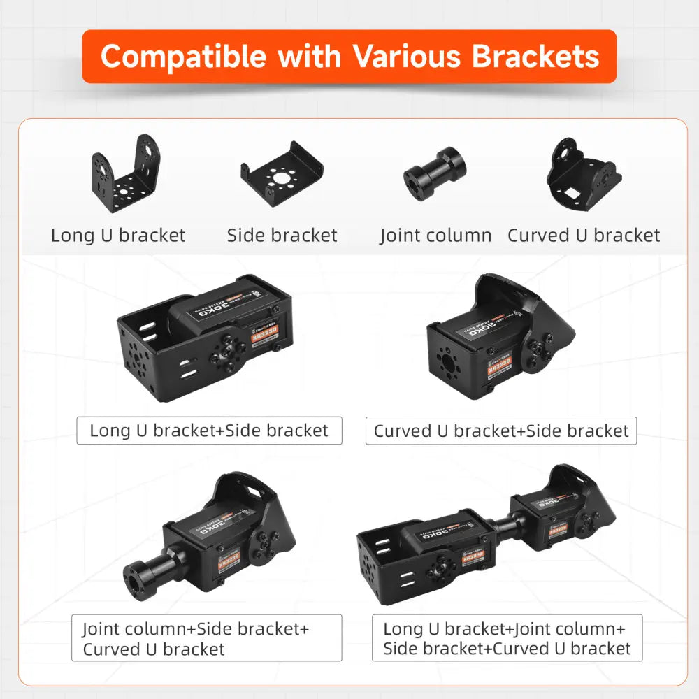 5PCS Serial Bus Servo with Metal Gear, 360° Rotation, Programmable for Robot Arm, Biped Robot, DIY Robotics Projects, TTL/UART Control, 30KG High Torque, Smart Servo with Debug Board