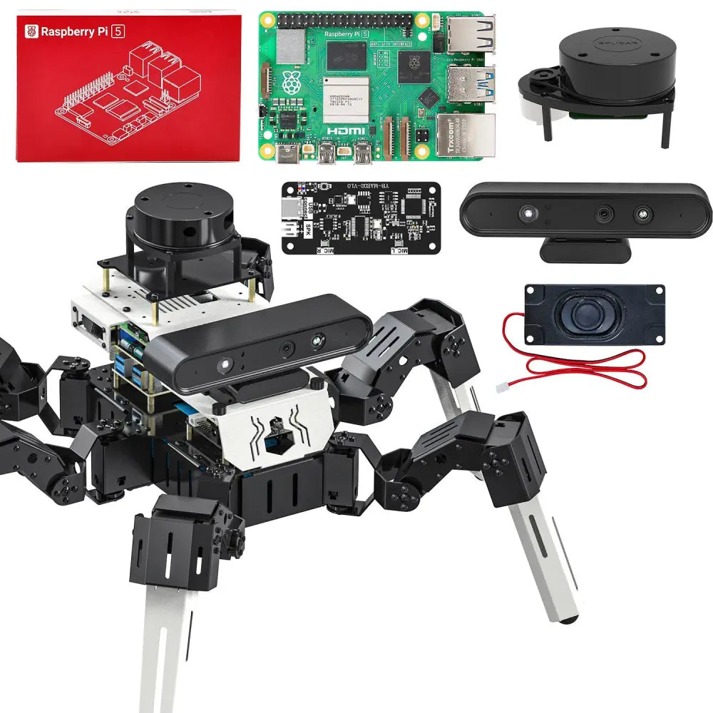 18DOF Muto RS AI Large Model Hexapod Robot ROS2 for Raspberry Pi 5--A1 Lidar Kit With Pi5 8GB