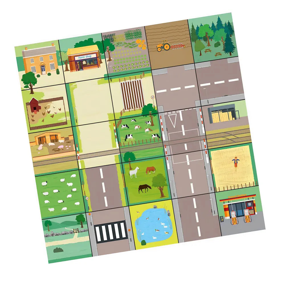 TTS Countryside Mat for Bee-Bot &amp; Blue-Bot - Interactive Coding Adventure, Directional Language &amp; Early Programming, STEM Learning &amp; Geography Skills - Expandable Floor Mat | 75 x 75 cm