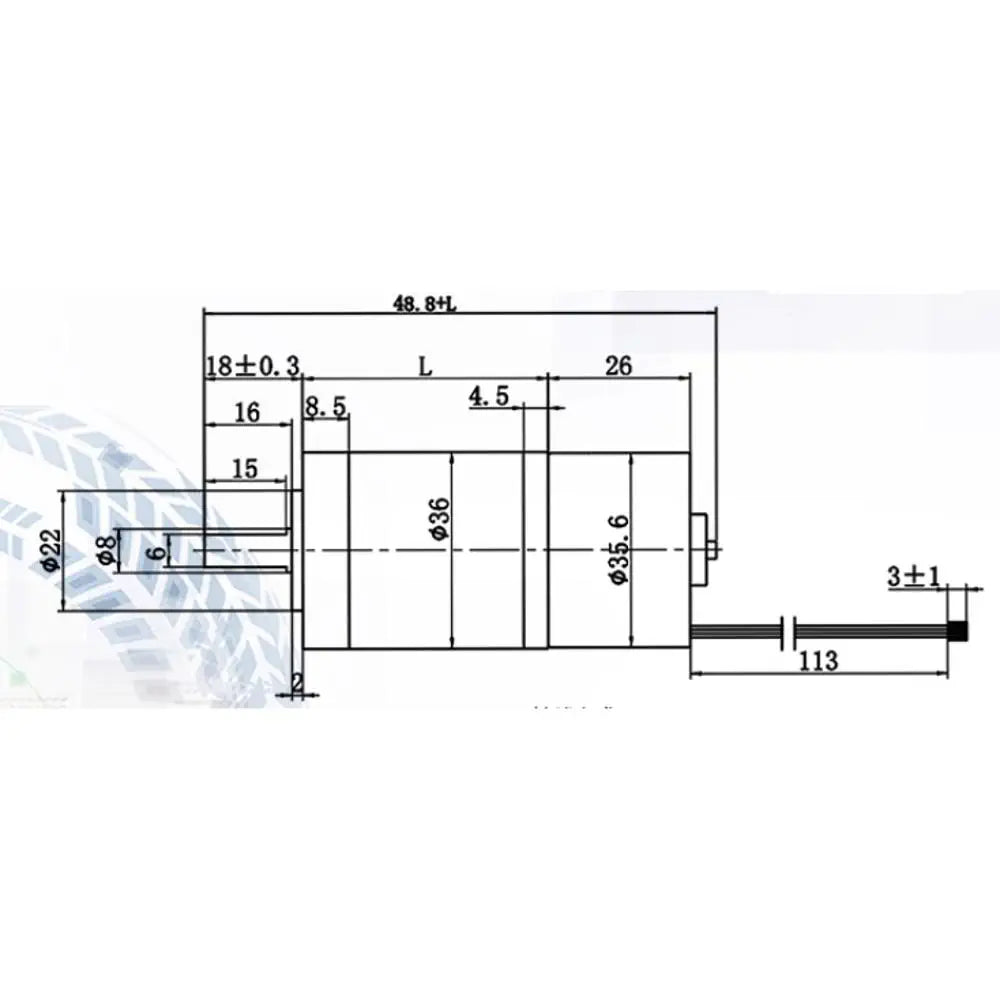 36 mm Ø BLDC3625 Brushless Dc Planetary Gearbox Motor 12V 85RPM