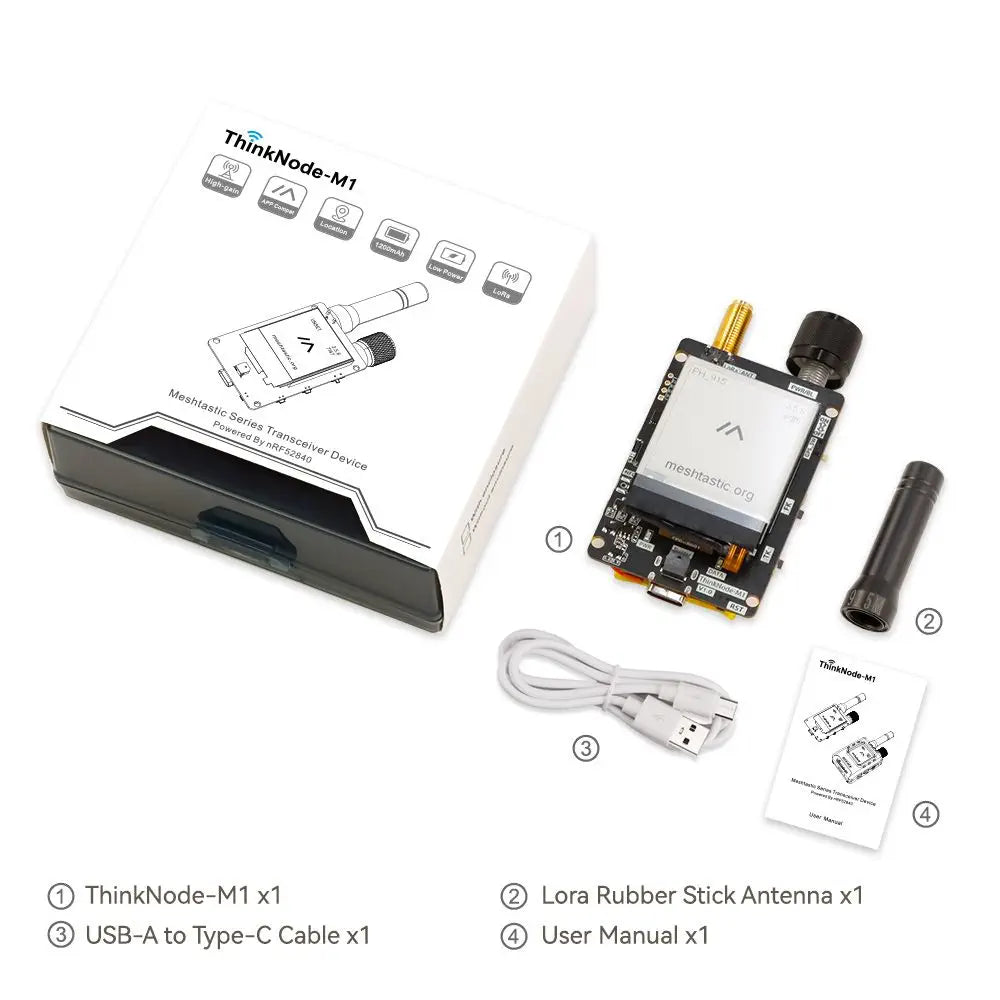 Elecrow ThinkNode M1 LoRa Meshtastic Transceiver 1.54" EPD Screen GPS Function nRF52840 wo/ Case 868 MHz
