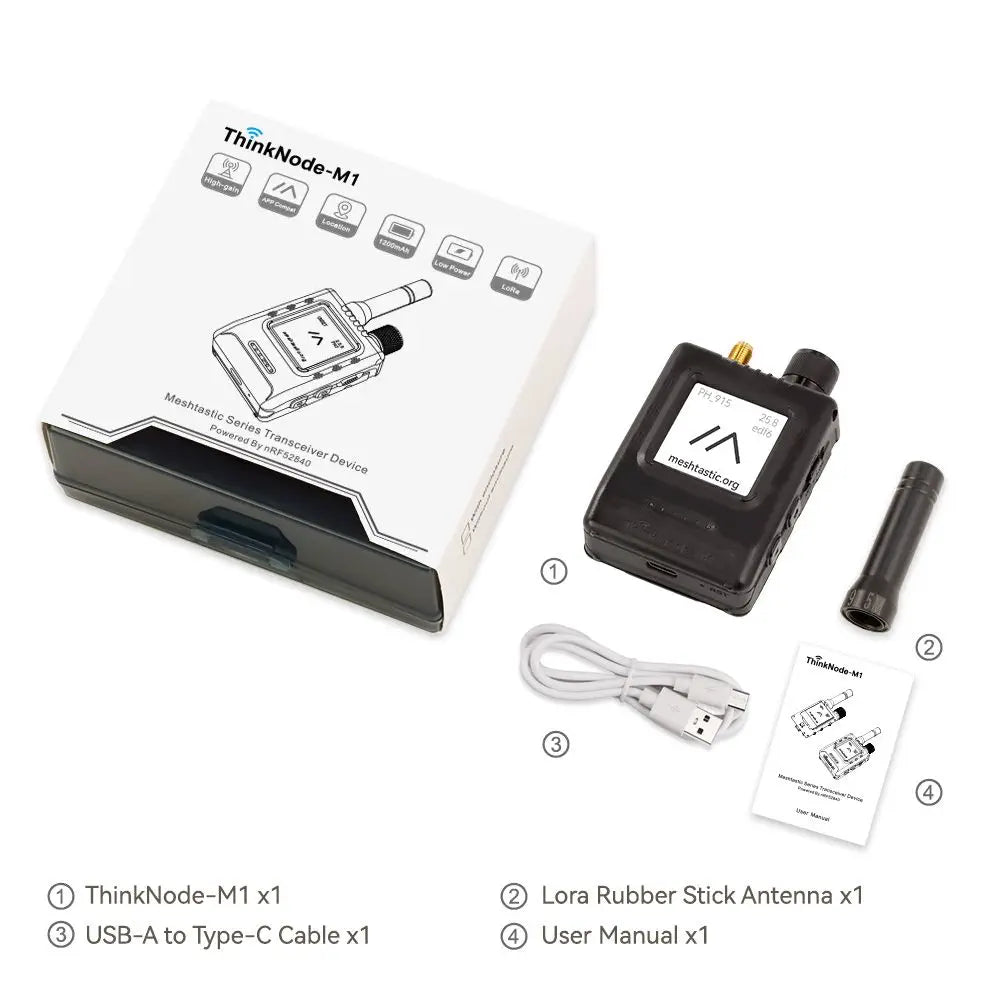 Elecrow ThinkNode M1 LoRa Meshtastic Transceiver 1.54" EPD Screen, GPS Function, nRF52840 w/ Case 868 MHz