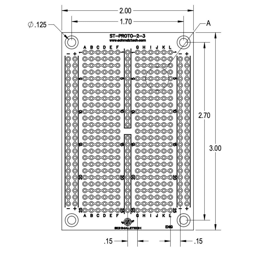 Prototyping PCB, Protoboard - 2" x 3"