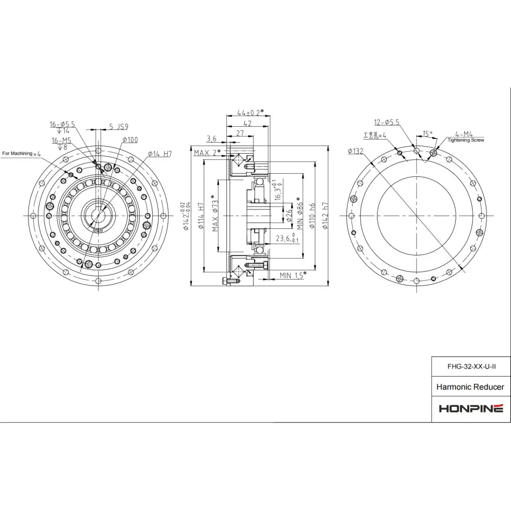 Light Weight Strain Wave Reducer Harmonic Drive Gear Box