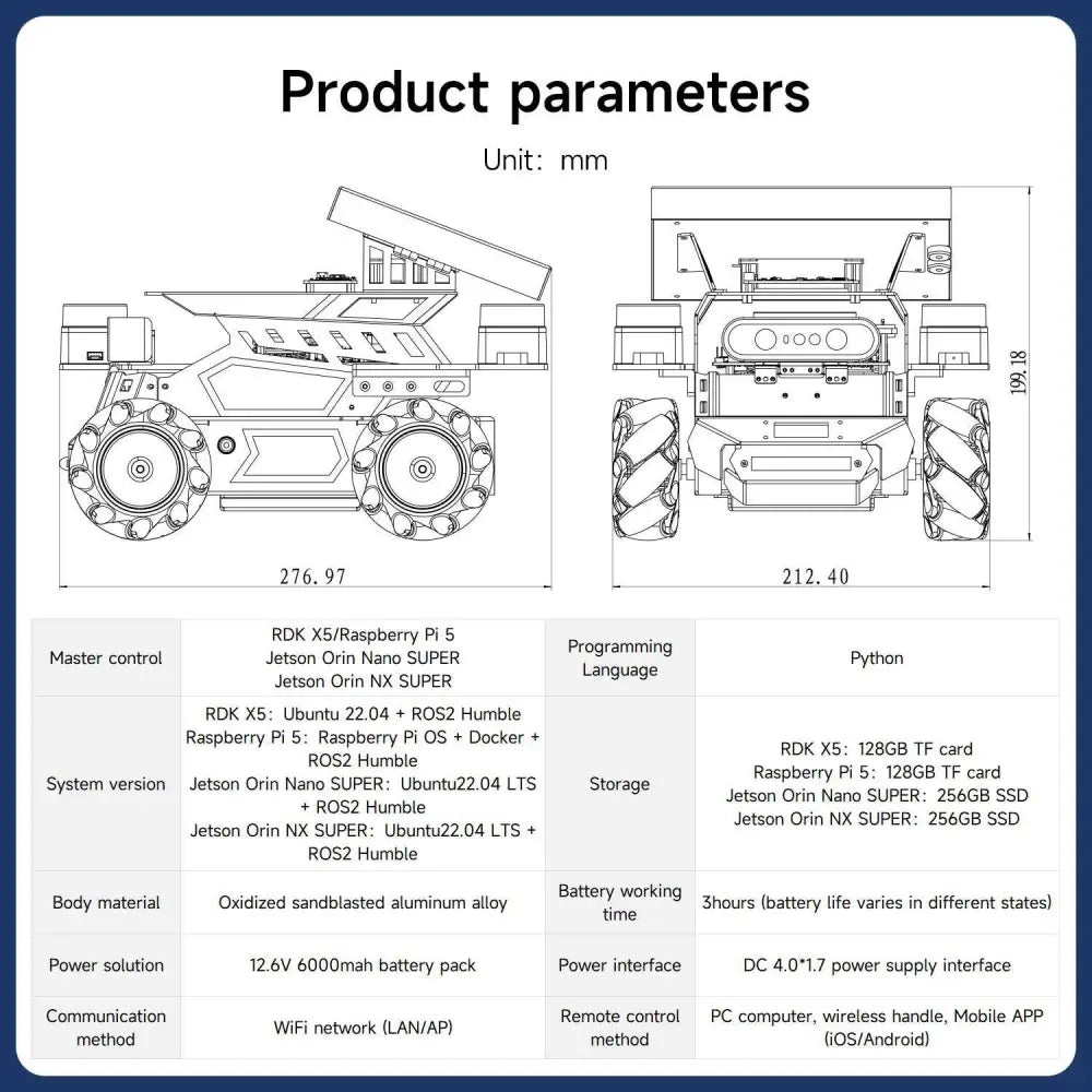 ROSMASTER M3 AI Large Model ROS2 Robot Kit-Ultimate Version No RPi Board