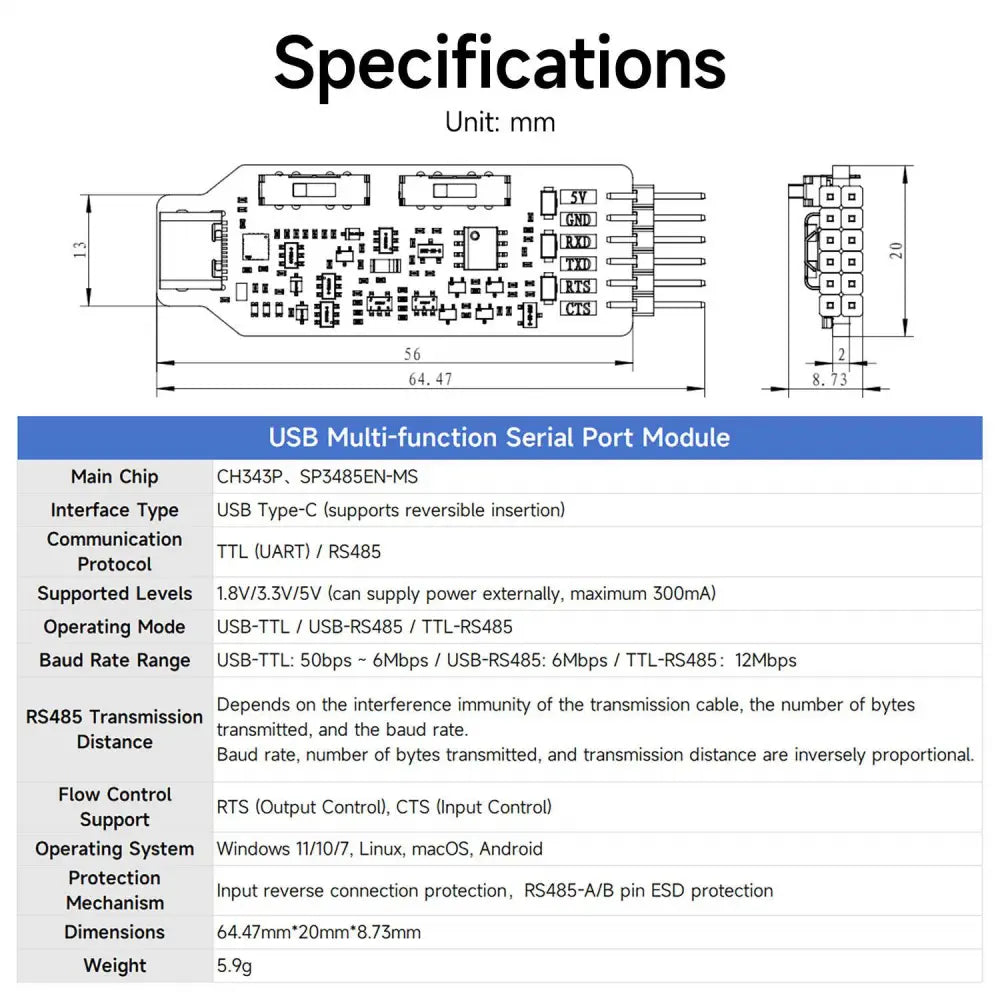 Yahboom USB Multi-functional Serial Port Module-Module + DuPont wire ...