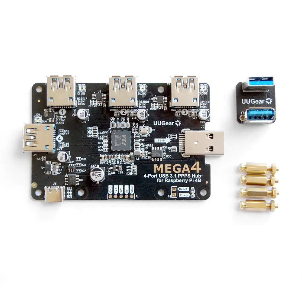 MEGA4 4-port USB 3.1 PPPS HUB for Raspberry Pi 4B