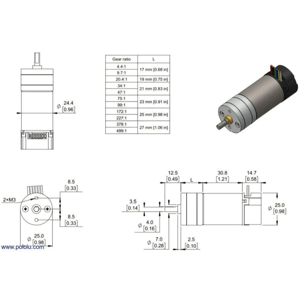 Pololu 12V, 20.4:1 Metal Gear Motor HP w/ 48 CPR Encoder - RobotShop Pololu 12V, 20.4:1 Metal Gear Motor HP w/ 48 CPR Encoder - RobotShop