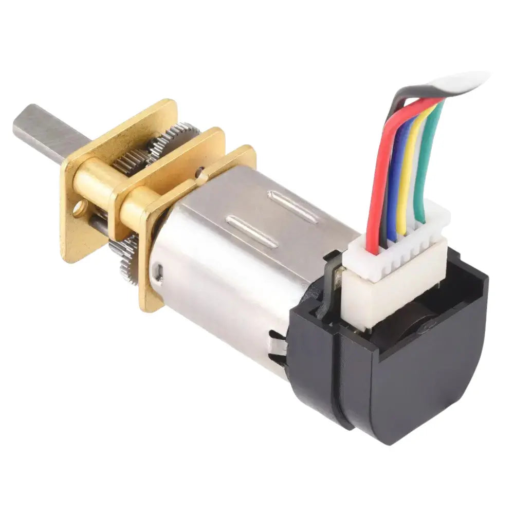 Pololu 15:1 Micro Metal Gearmotor LP 6V w/ 12 CPR Encoder, Back Connector
