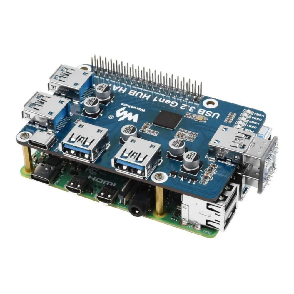 Waveshare USB 3.2 Gen1 HUB HAT for Raspberry Pi w/ 4x USB 3.2 Gen1 Ports