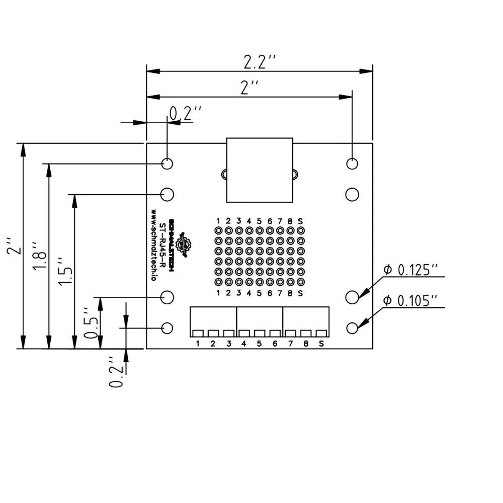 RJ45 Screw Terminal Breakout Board with Rubber Feet