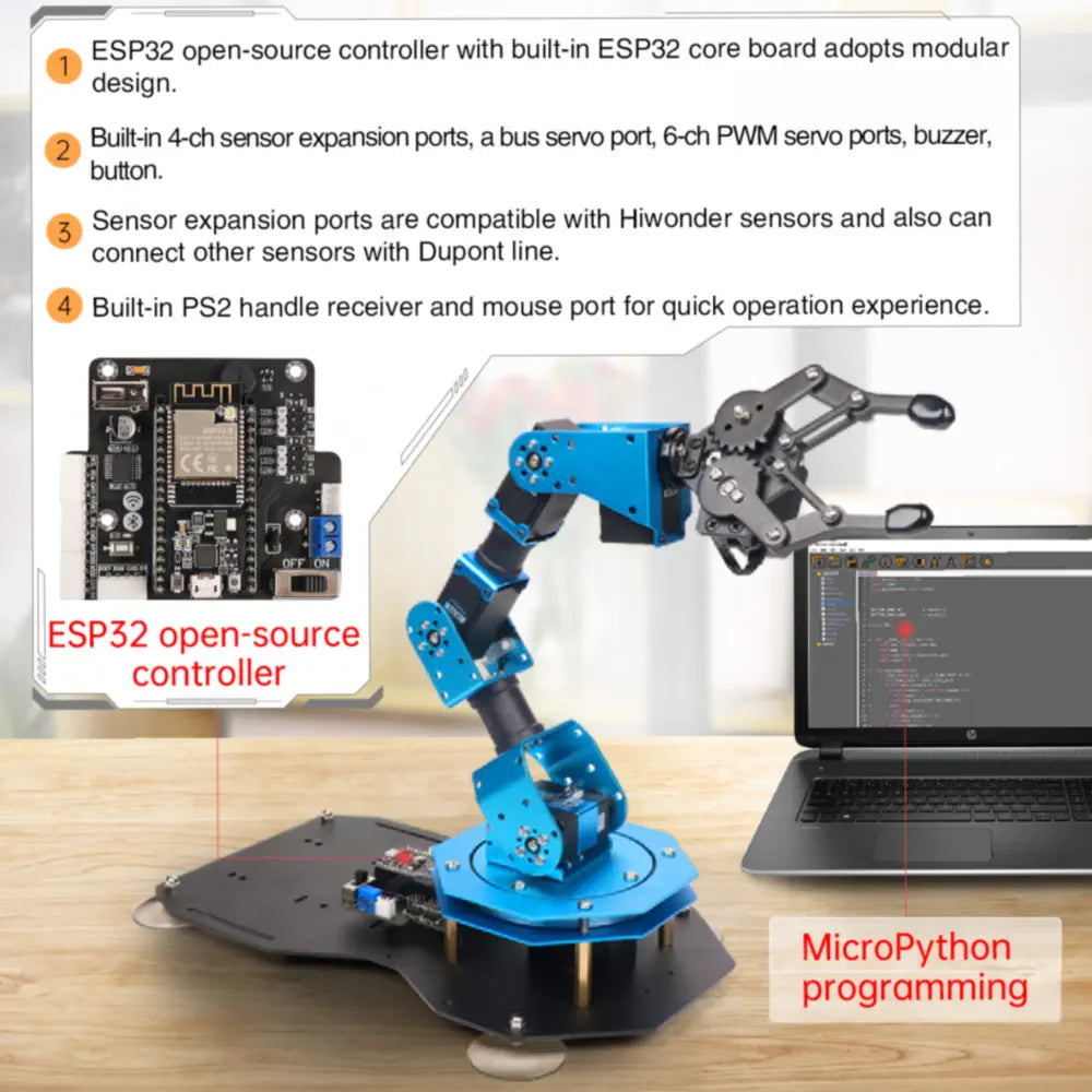 xArm ESP32 Bus Servo Robotic Arm Powered by Open-source ESP32 Python Programmable Robot (Assembled Kit)