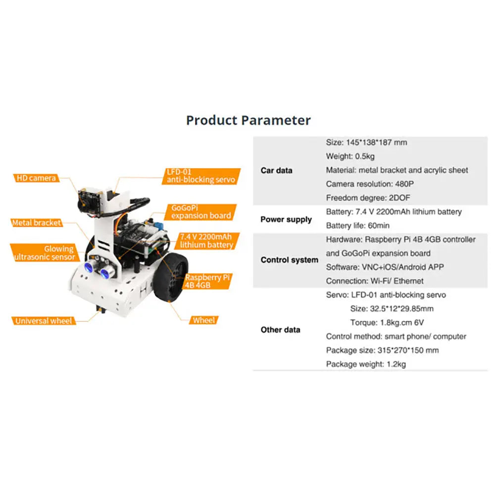 Hiwonder Gogopi Intelligent Vision Robot Car (Without Raspberry Pi 4B)
