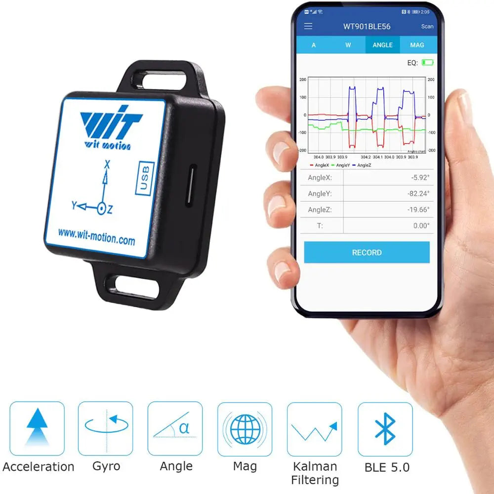 WITMOTION WT901BLECL MPU9250 High-Precision 9-Axis Gyroscope, Accelerometer, Magnetometer, 3-Axis Bluetooth AHRS IMU Sensor for Arduino