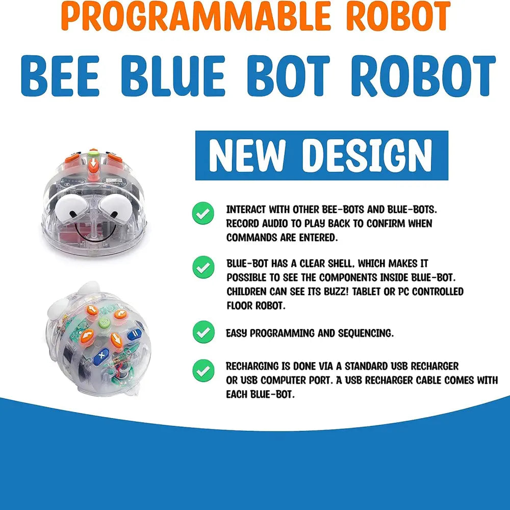 TTS Blue-Bot Bluetooth See &amp; Say Programmable Robot with Snakes &amp; Ladders Mat 90x90 cm - STEM Coding Toys for Home School Classroom Learning