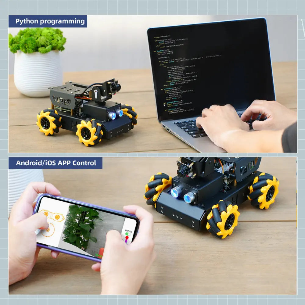 Hiwonder TurboPi Raspberry Pi Omnidirectional Mecanum Wheels Robot Car Kit with Camera Open Source Python for Beginners (Standard Kit with Raspberry Pi 4B 4GB)