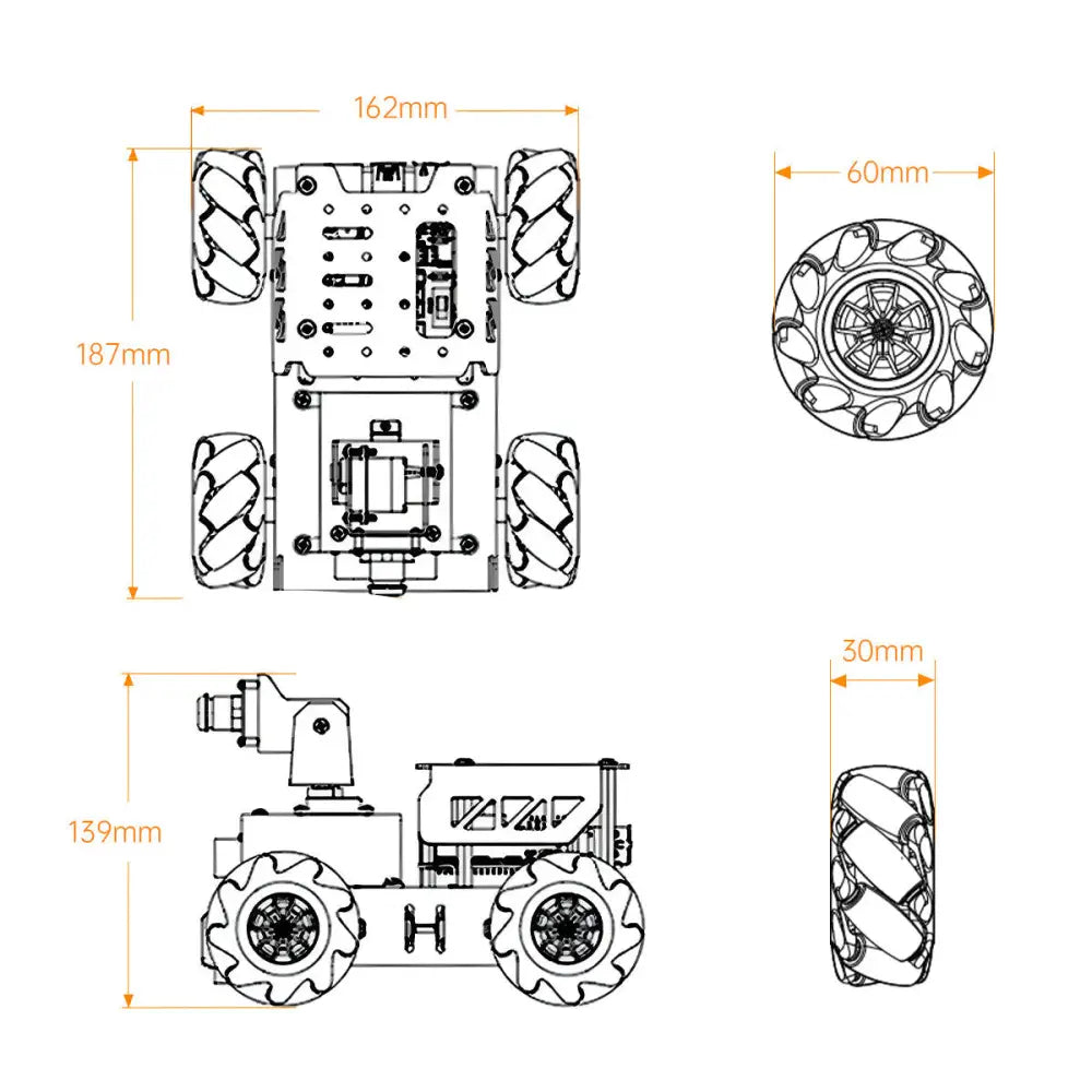 Hiwonder TurboPi Raspberry Pi Omnidirectional Mecanum Wheels Robot Car Kit with Camera Open Source Python for Beginners (Standard Kit with Raspberry Pi 4B 4GB)