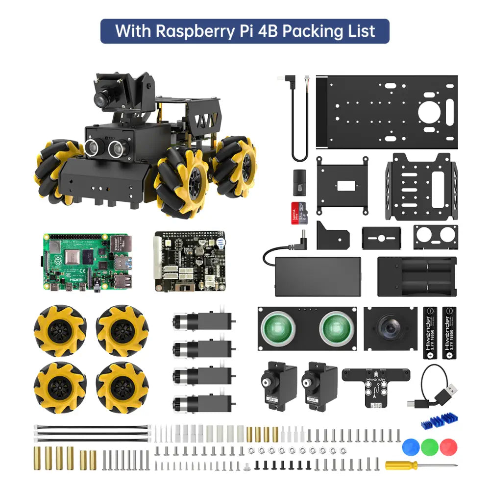 Hiwonder TurboPi Raspberry Pi Omnidirectional Mecanum Wheels Robot Car Kit with Camera Open Source Python for Beginners (Standard Kit with Raspberry Pi 4B 4GB)