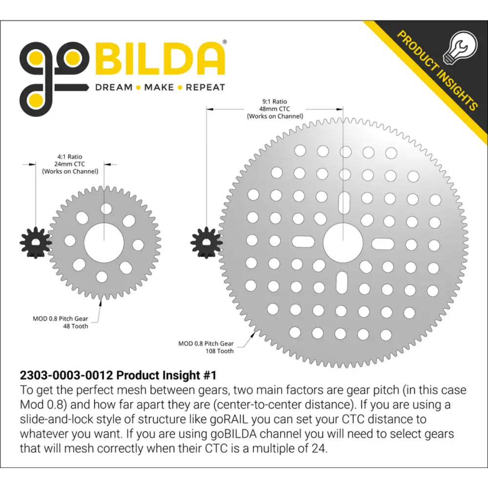 ServoCity 2303 Series, MOD 0.8 Pinion Gear (3mm Round Bore, 12 Tooth)