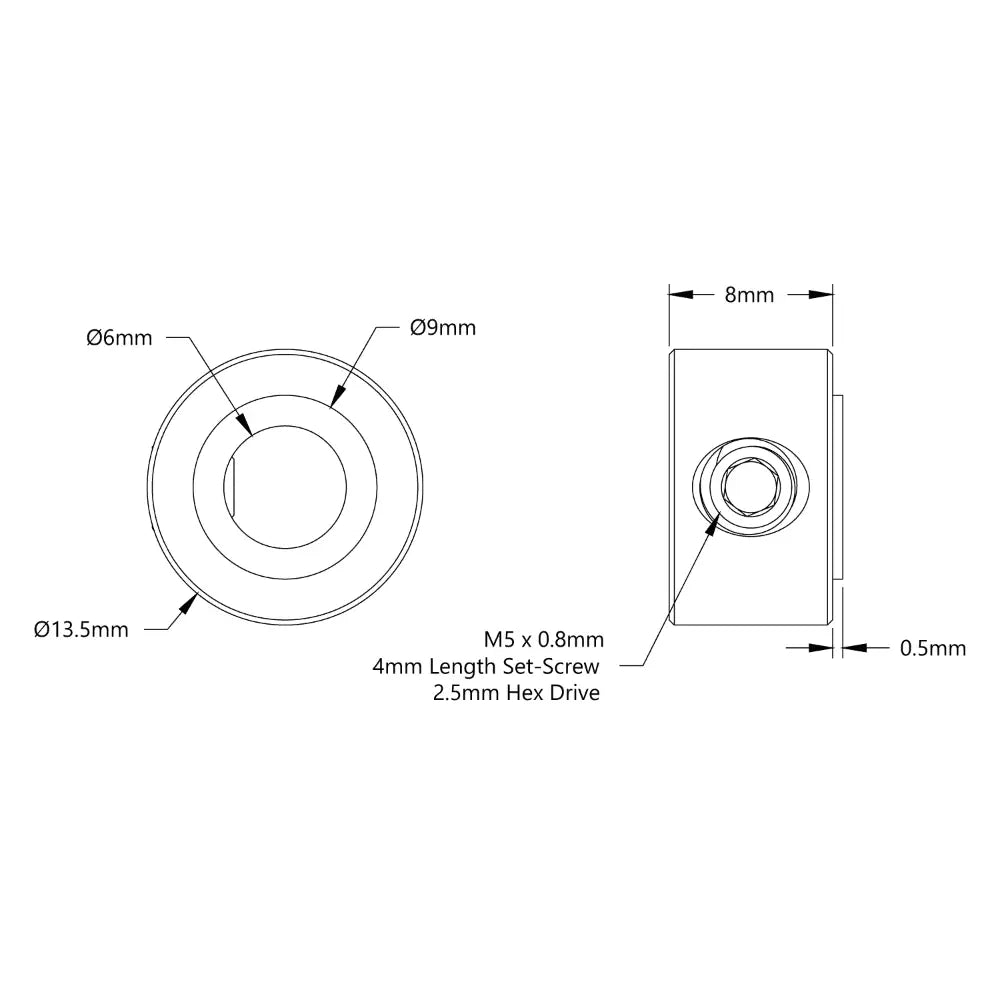 ServoCity 2920 Series Set-Screw Collar 6mm Bore (2x)