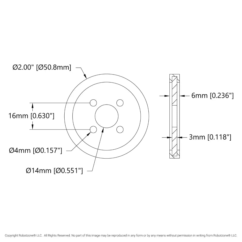 ServoCity 2-inch Acrylic Disc Wheel Clear (2x)
