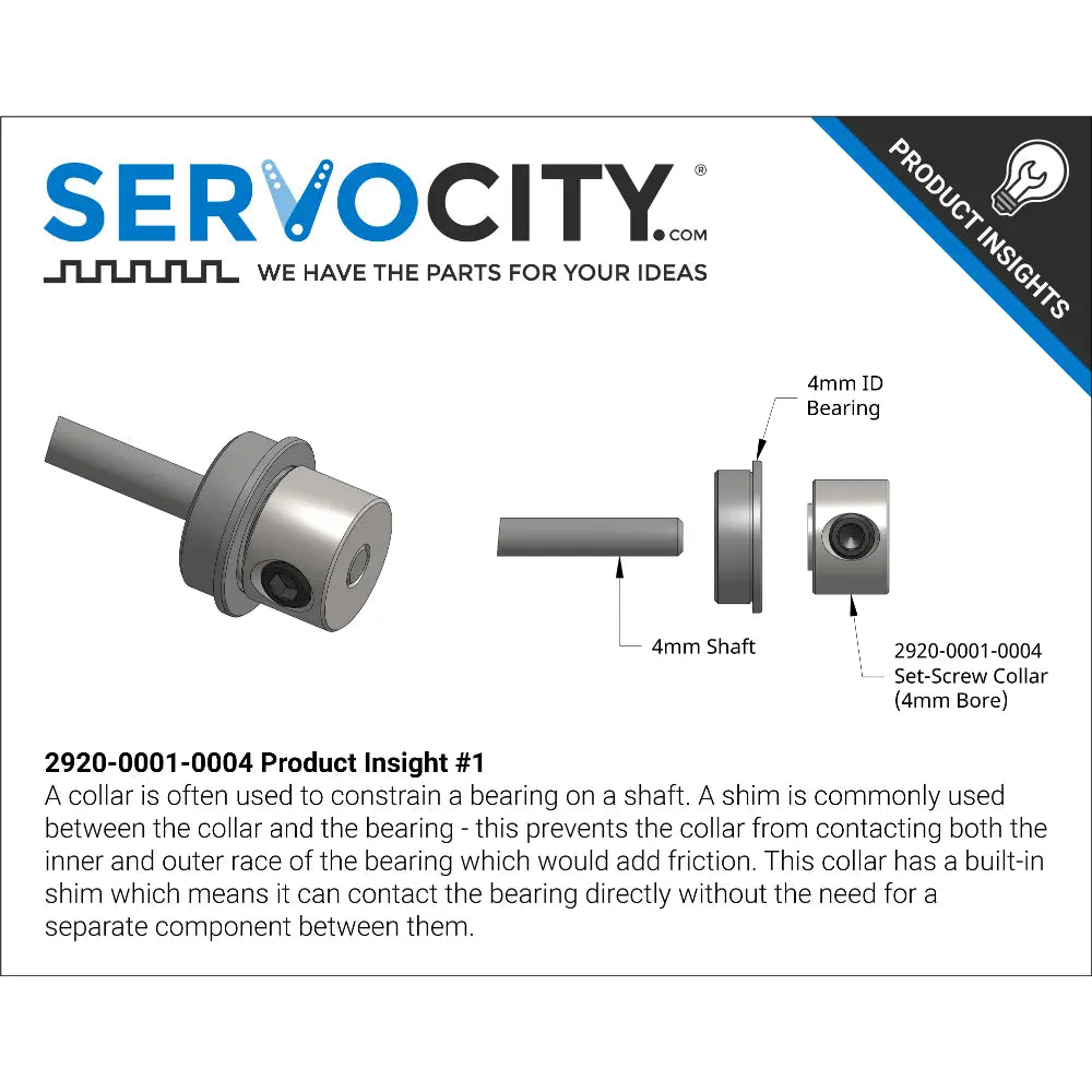 ServoCity 2920 Series Set-Screw Collar (4mm Bore) - 2 Pack