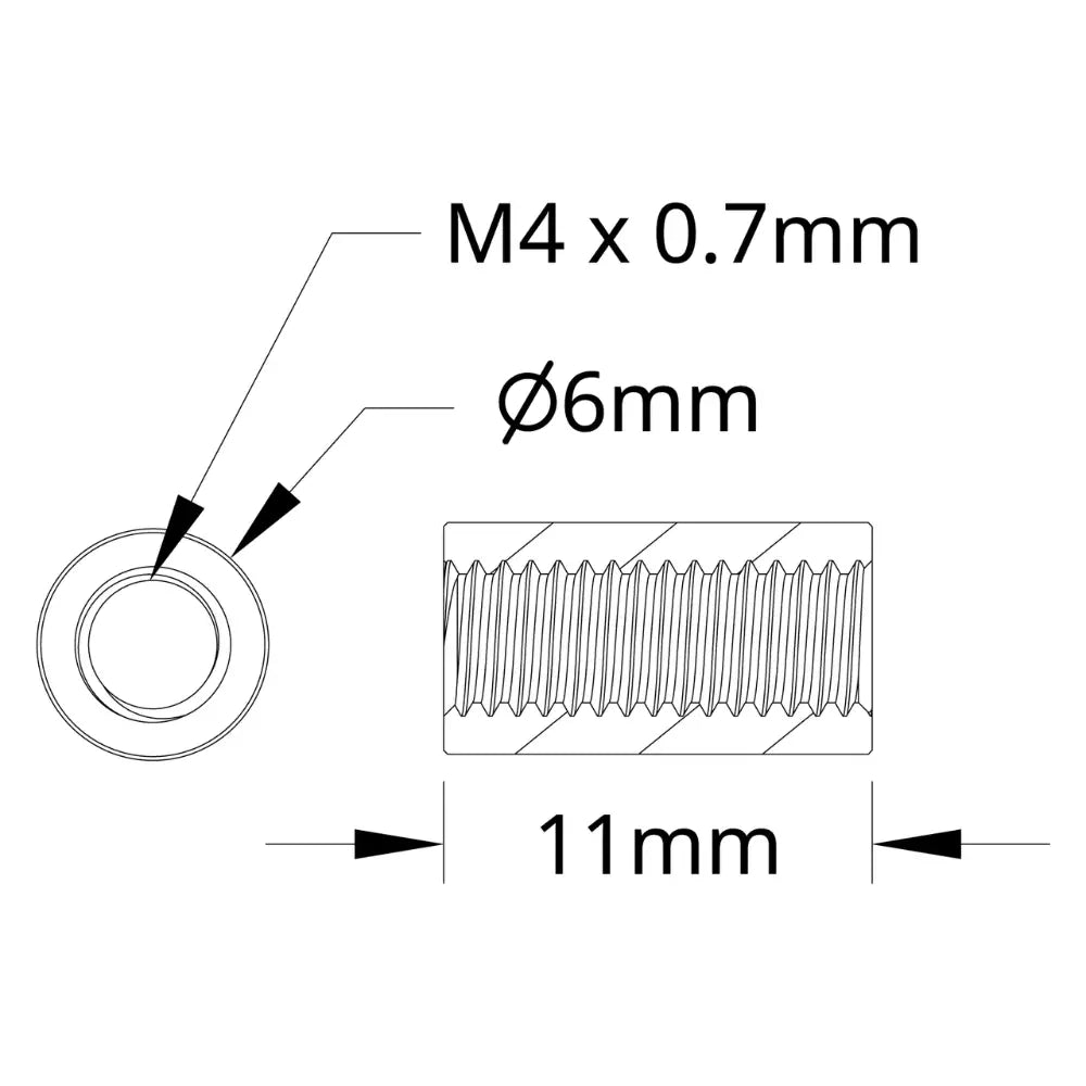ServoCity 1501 Series M4 x 0.7mm Standoff (6mm OD, 11mm Length) - 4 Pack